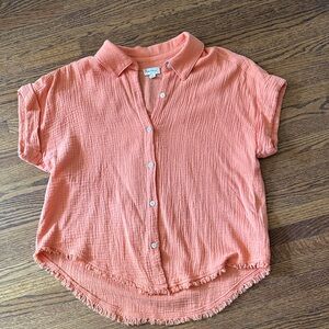 Hem & Thread Coral Button-Up Blouse